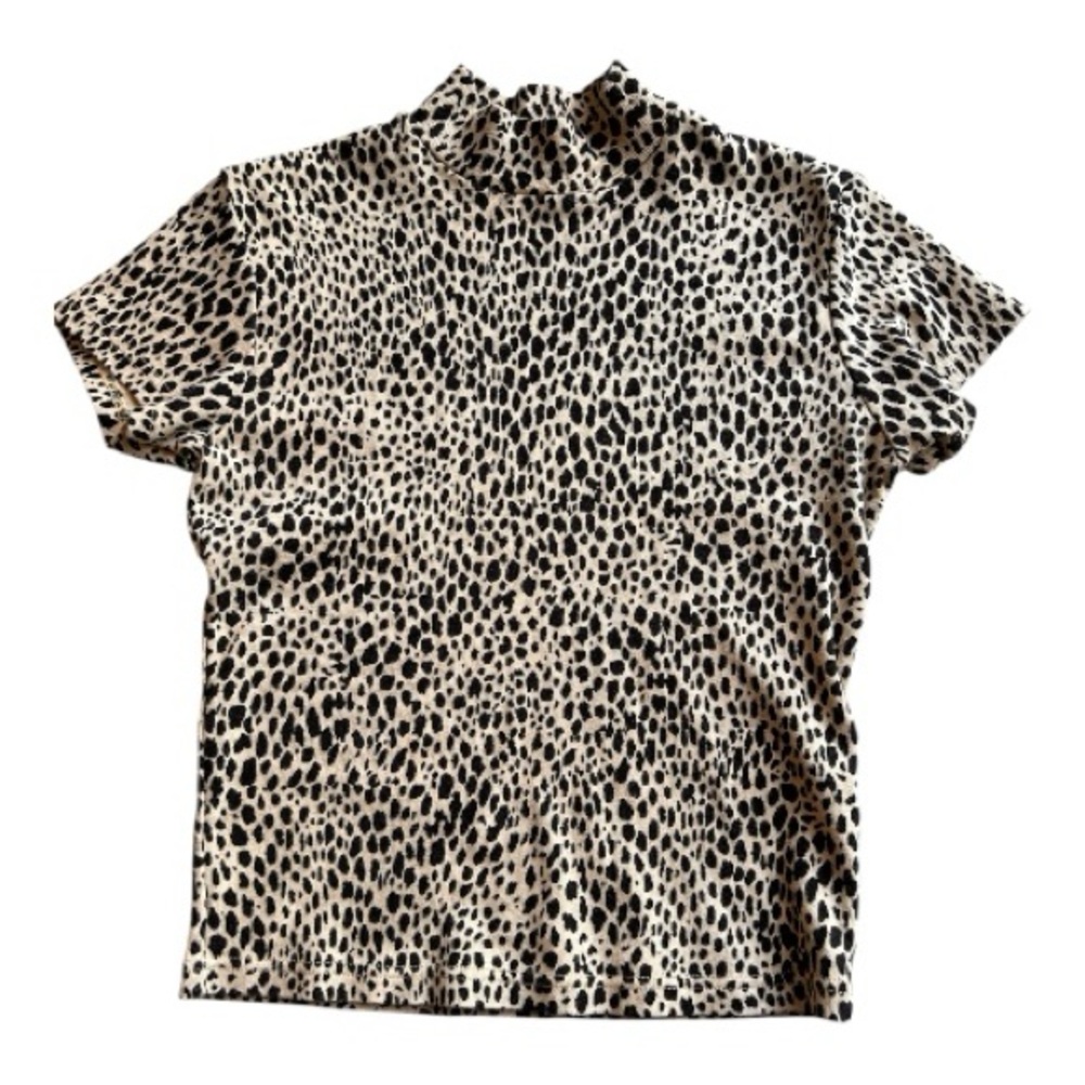 Brandy Melville John Galt cheetah print mock neck tee one size